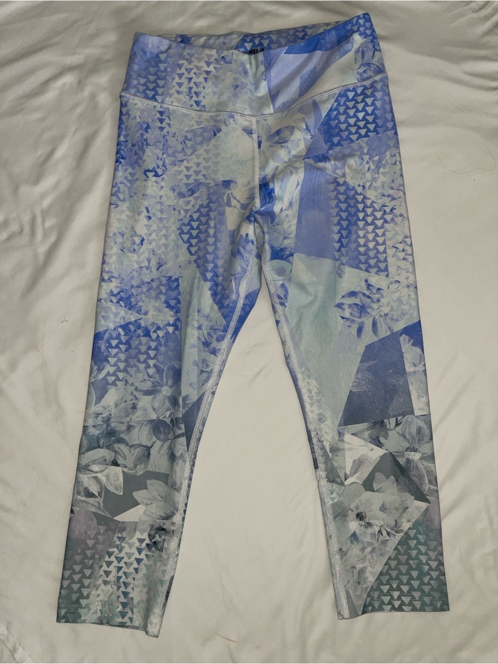 FILA Women’s Blue Floral Print Active Leggings Yoga Pants Sz M SKU 0916-31